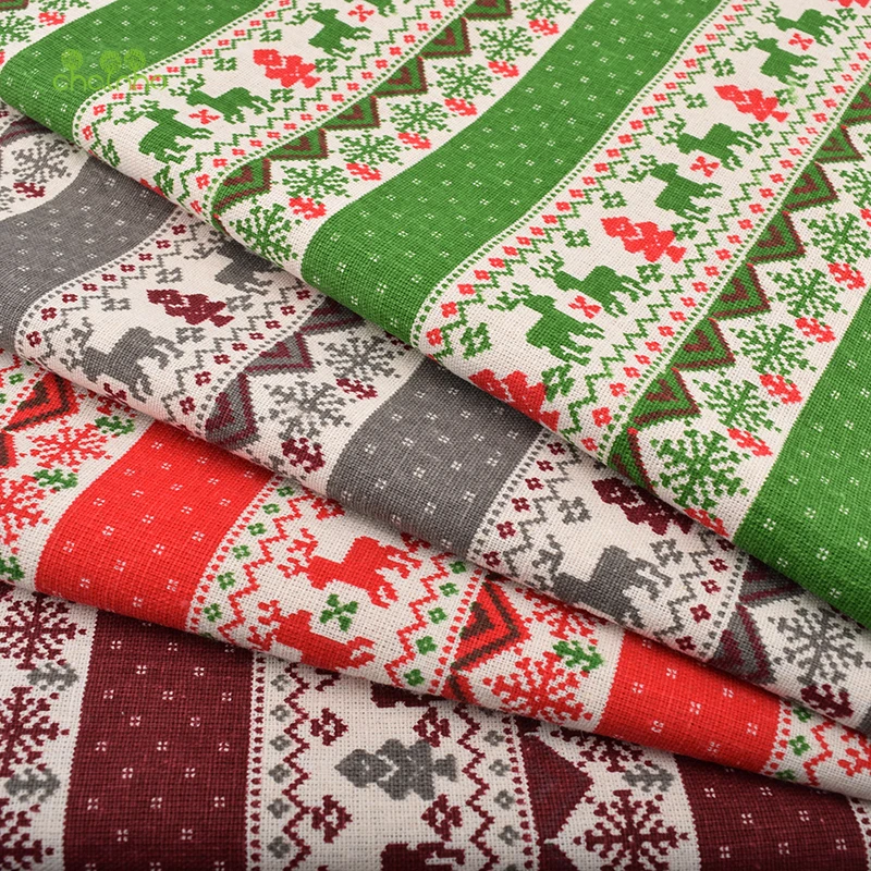 Chainho, Рождественская серия, хлопковая льняная ткань с принтом для самостоятельного шитья и шитья дивана, скатерти, занавески, сумки, подушки Материал