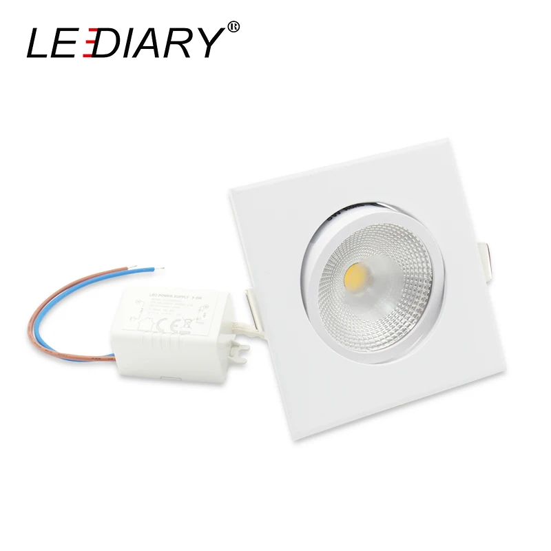 LEDIARY 10 sztuk/partia COB LED biały kwadrat Downlights 100 V-220 V 5W 75MM Cut Hole sufitowa lampa punktowa sypialnia oświetlenie kuchenne oprawy