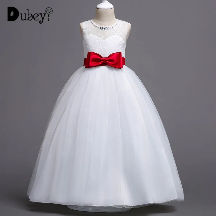 

5-14 Years White Flower Girl First Communion Party Decorations Elegant Girl Party Dress for Wedding Party evening prom costume