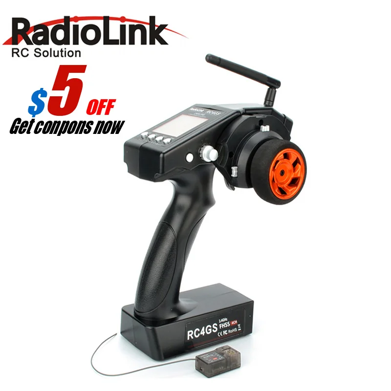 Online 2017 RadioLink 4 Kanal RC4GS RC4G 2,4G 4CH Gun Controller Sender + R6FG Gyro Innen Empfänger für RC auto Baja RT Boot Rx