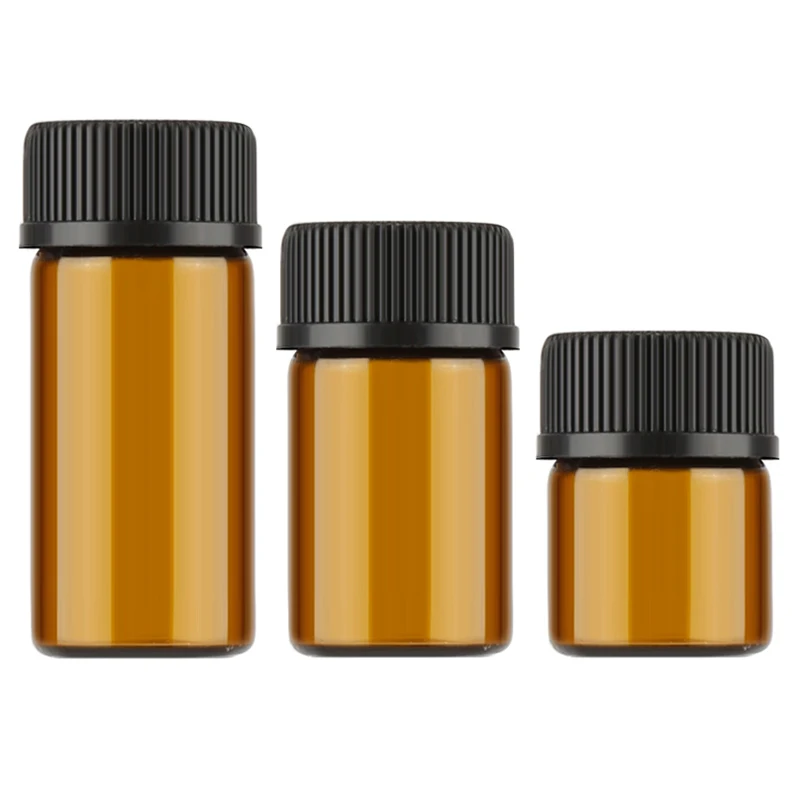

10pcs 1ml/2ml/3ml Mini Amber Glass Essential Oil Reagents Refillable Sample Bottle Brown Glass Vials With Cap