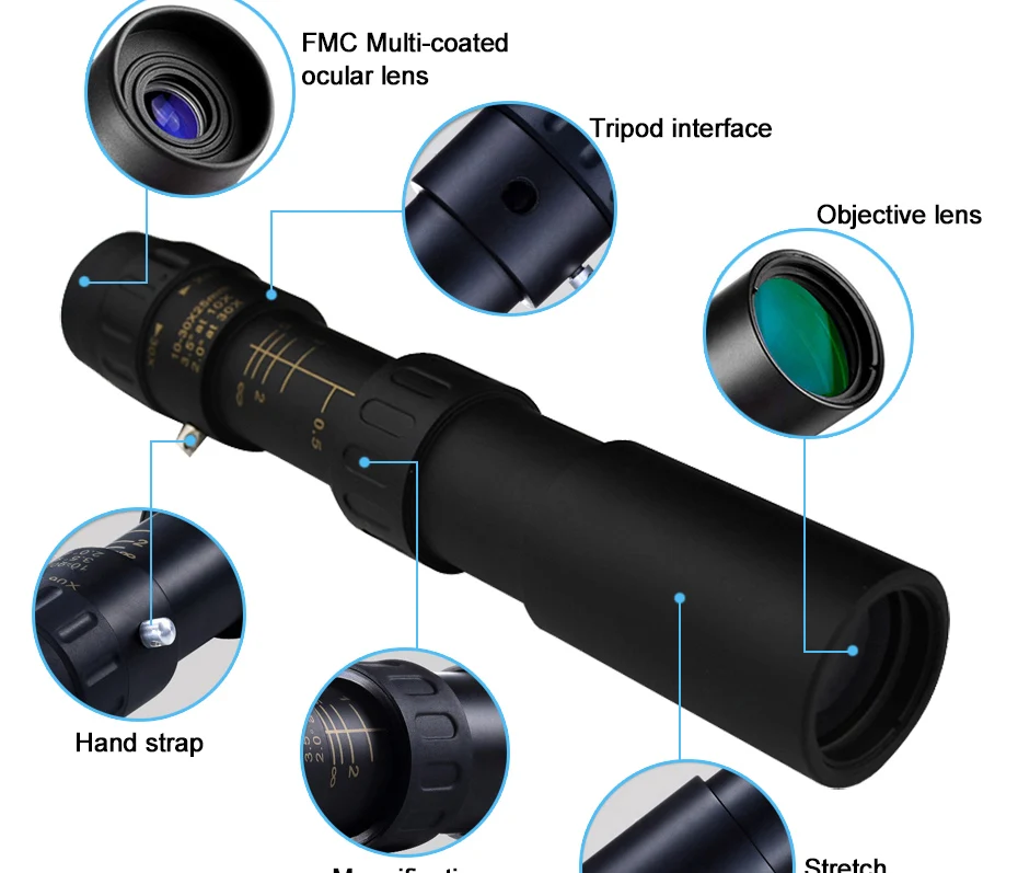 10-300X монокулярный телескоп высокой мощности охотничий 5000 м бинокль низкий светильник окуляр ночного видения мощный Монокуляр высокого качества