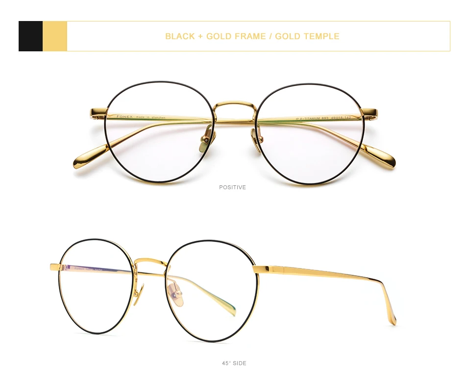 FONEX из чистого титана, очки для мужчин, Круглые, для близорукости, оптические очки, оправа для женщин, высокое качество, ретро овальные очки по рецепту, 893