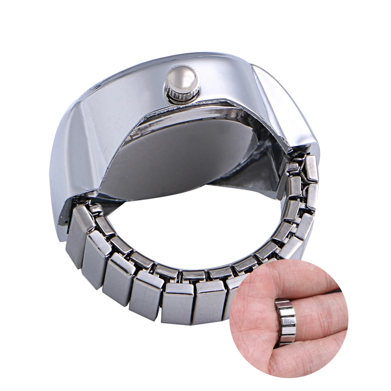 

Movement Quartz Finger Ring Watch Dial Round Arabic Stainless Steel