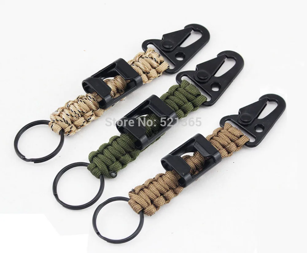 30pcs 550 Paracord Lanyard Carabiner Keychain Keyring with Bottle can