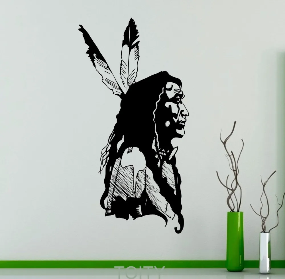 Native American Chief Wall Vinyl Decal American Indian Sticker Wildlife