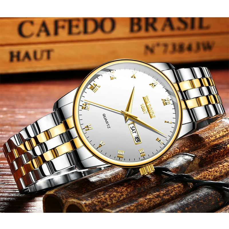 HAIQIN Mens watches top brand luxury watch men Gold Quartz Sports Men's watches Military wrist watc