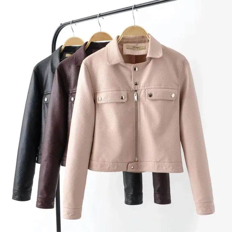 

2019 new fashion women's leather u jacket motorcycle jacket 1908