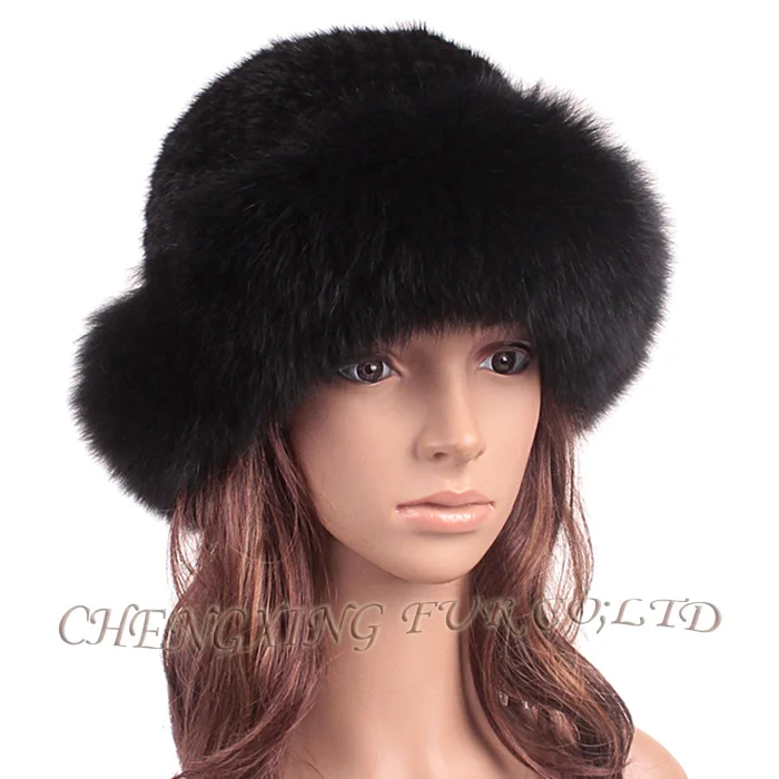 CX-C-209C бренд Fox Fur Trim зимняя теплая Женская Модная вязаная норковая шапка - Цвет: B