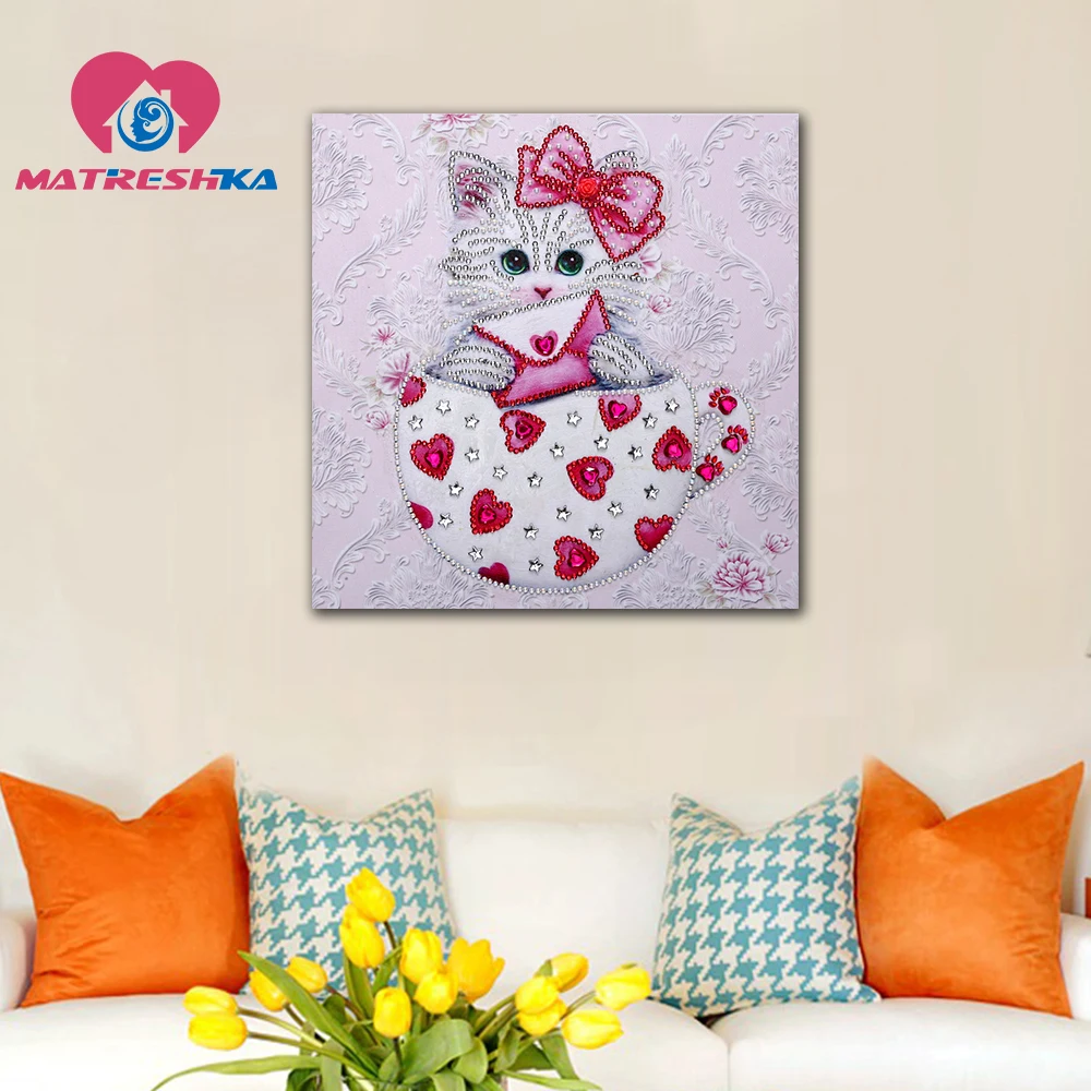 

Diamond embroidery special shaped diamond painting cat diamond mosaic pictures of rhinestones cross-stitch kits decor 30x30cm