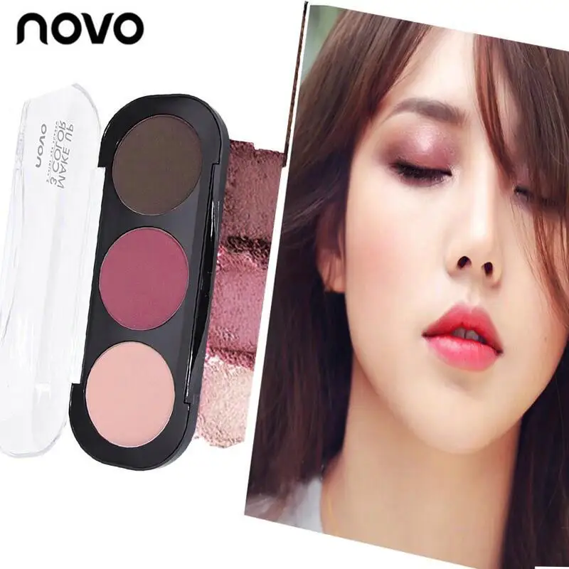 

NOVO Silky Soft Tri-color Eye Shadow Plate Natural Cosmetics Matte Pearlescent Eye Shadow Palette Set Waterproof Easy To Color