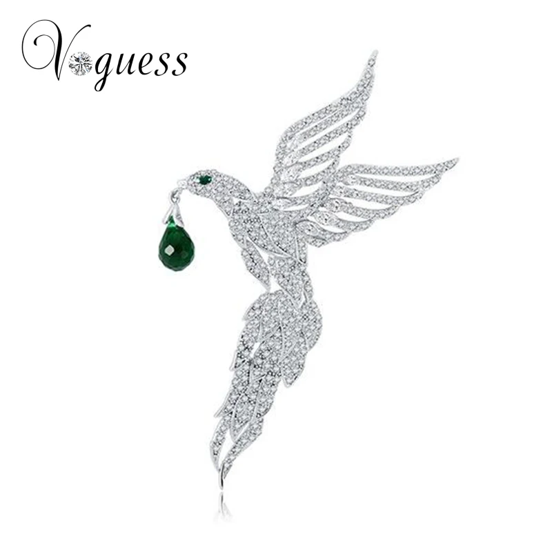 

VOGUESS Luxury Personality Female Peacock Brooch Beautiful Animal Bird Crystal Brooches Pins Factory Price 40 Percent Discount