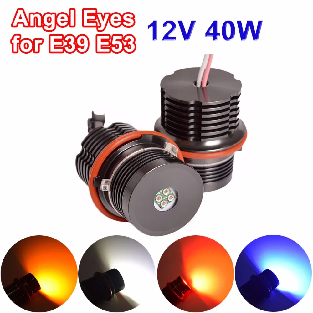 

hippcron 2*20W 40W LED Marker Angel Eyes Bridgelux LED Chips White/Red/Blue/Yellow Color for E39 E87 E65 E64 E63 E61 E60 E53