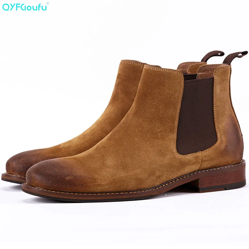 

Autumn Winter Suede Shoes Men Genuine Leather Ankle Boots New 2019 Brand Comfortable Winter Men's Chelsea Boots