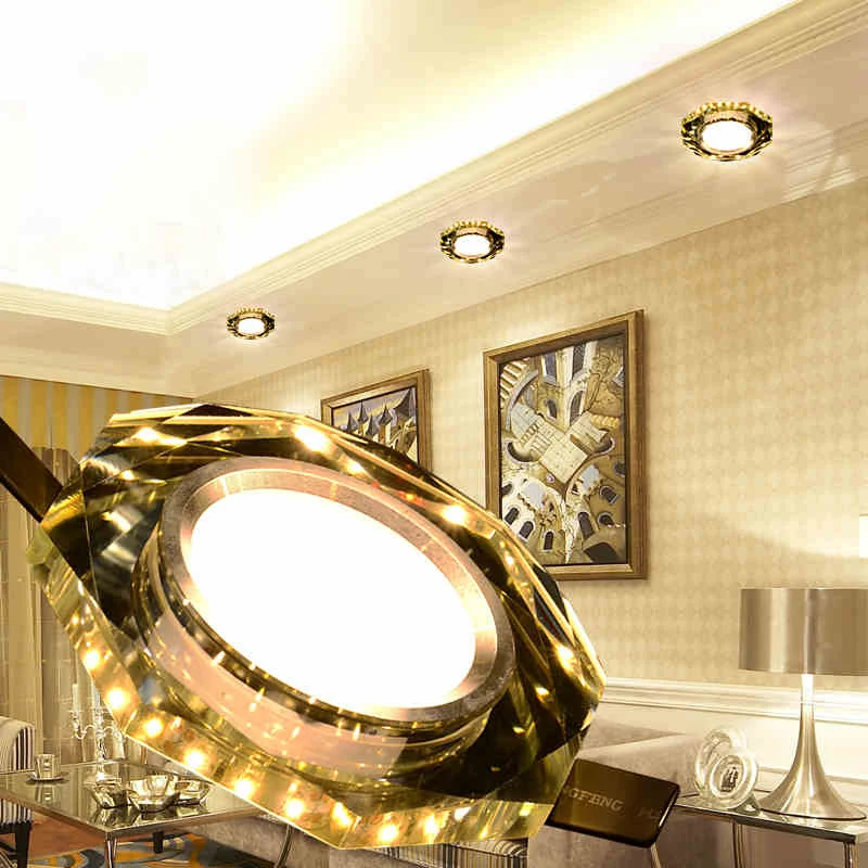 

LAIMAIK Crystal Ceiling Light 3W AC90-260V European LED Crystal Lamp Aisle Corridor Light Porch Lamp Hall Lighting Corner lamp