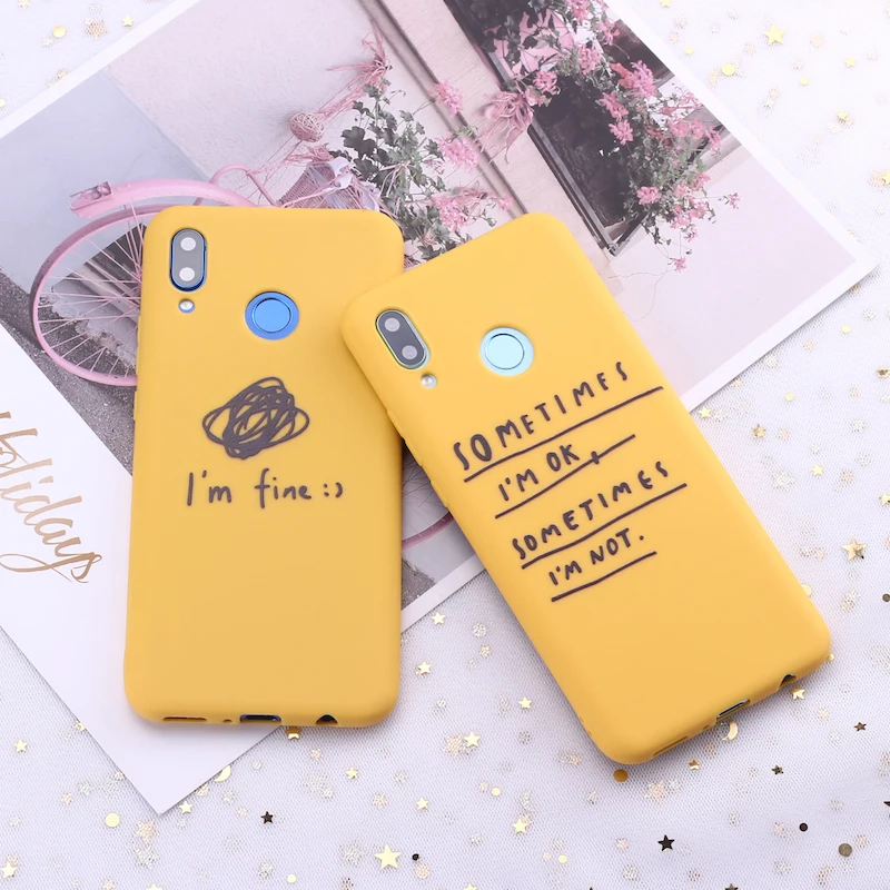 

For Xiaomi Mi Redmi Note 5 6 7 8 9 lite Pro Plus I am Fine Ok Relief Words Candy Silicone Phone Case Cover Capa Fundas Coque