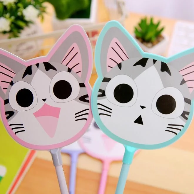 

24pcs/lot Cute Cartoon Cat Fan design gel pen signing pen Kawaii School Supplies Gel Ink Pen Stationary Office Suppliers