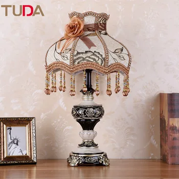 

TUDA LED Table Lamp European Fabric Table Lamp Bedroom Bedside Living Room Study Retro Resin Table Lamp E27 110V 220V