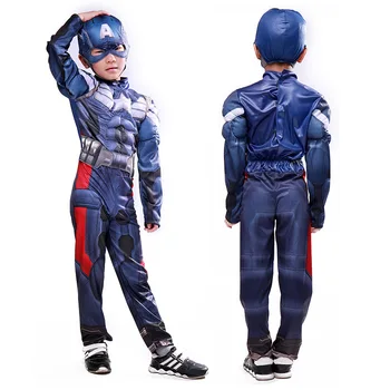 

Superhero Kids Muscle Captain America Costume Avengers Child Cosplay Super Hero Halloween Costumes For Kids