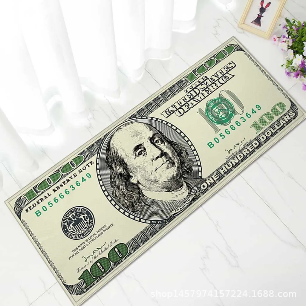 

Area Rug Carpet Dollar Bill $100 Print Floor Mat Bathroom Kitchen NonSlip Runner 2019 NEW Door Mats 16 x40inch