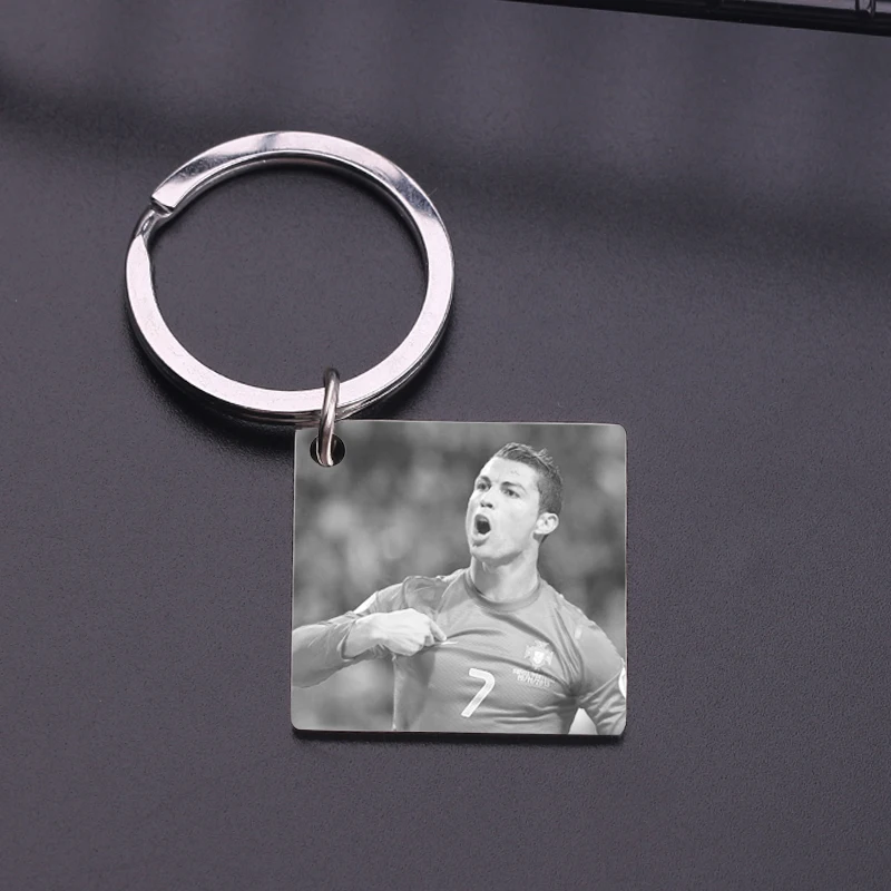 

Customized Photo Keychain Silver Color Metal Material Simple Fashion Personalized Engraved Keyrings Couples Boyfriend Girlfriend