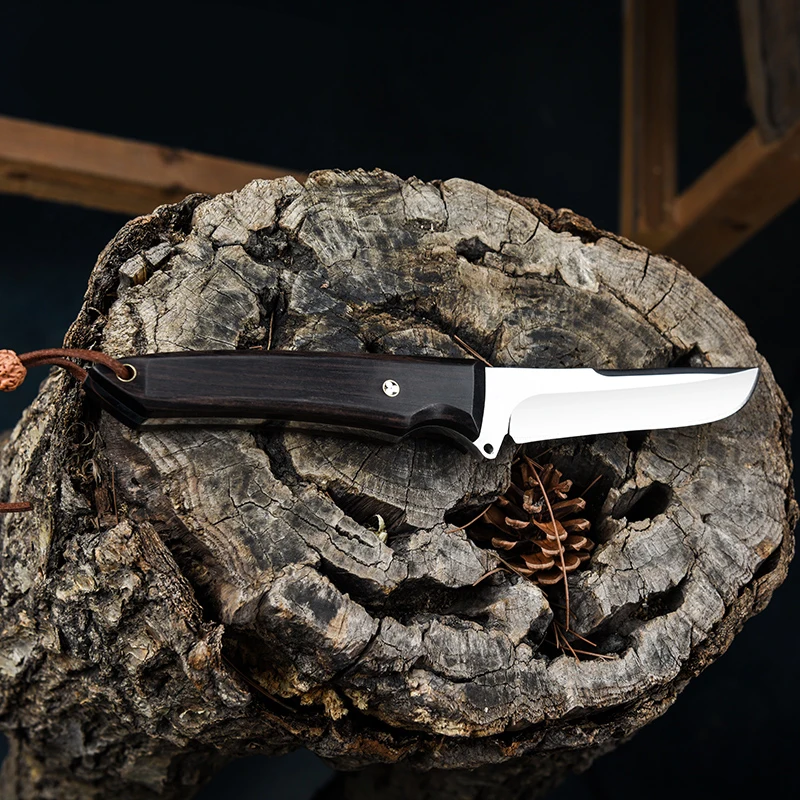 CIMA Survival Hunting Knife, Sandalwood Wood handle/9cr18mov steel, Leather Sheath Super sharp mirror finish CIMA Survival Hunting Knife, Sandalwood Wood handle/9cr18mov steel, Leather Sheath Super sharp mirror finish