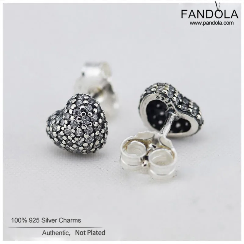 

In My Heart Stud Earrings 925 Sterling Silver Clear CZ Pave Earrings for Women Accesorios mujer Wedding Jewelry