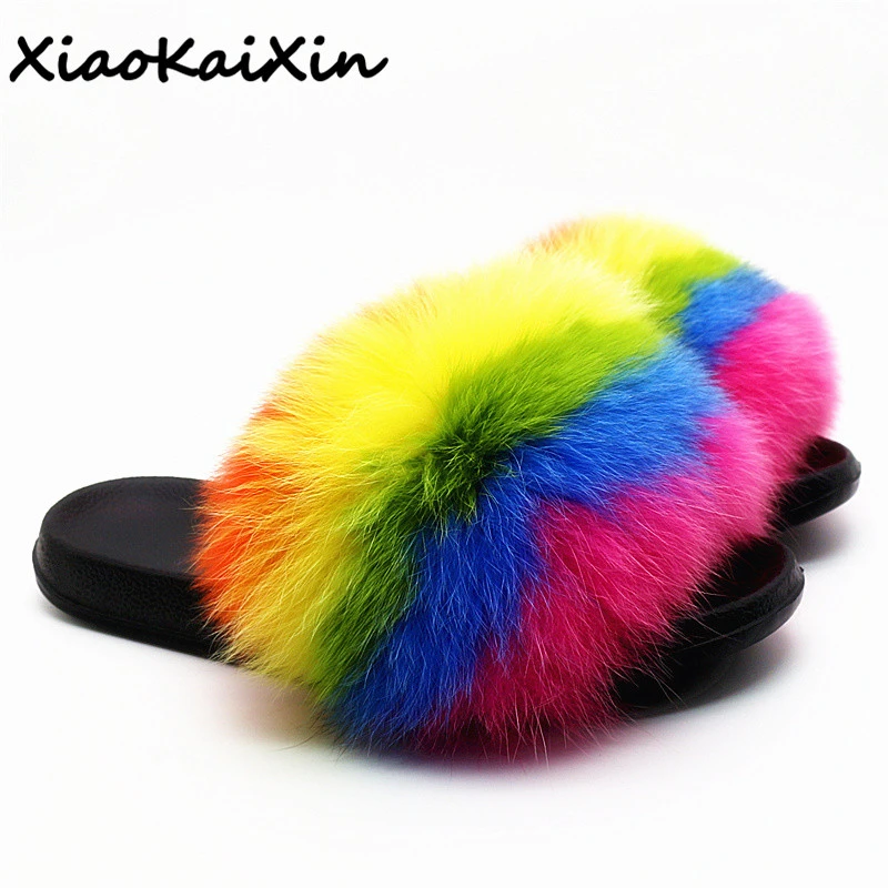2019 Big Full Fur Slippers Real Fox Hair Slides Beach Slides Holiday Fox Fur Slides for Women,See 9.5 2019 Big Full Fur Slippers Real Fox Hair Slides Beach Slides Holiday Fox Fur Slides for Women,See 9.5
