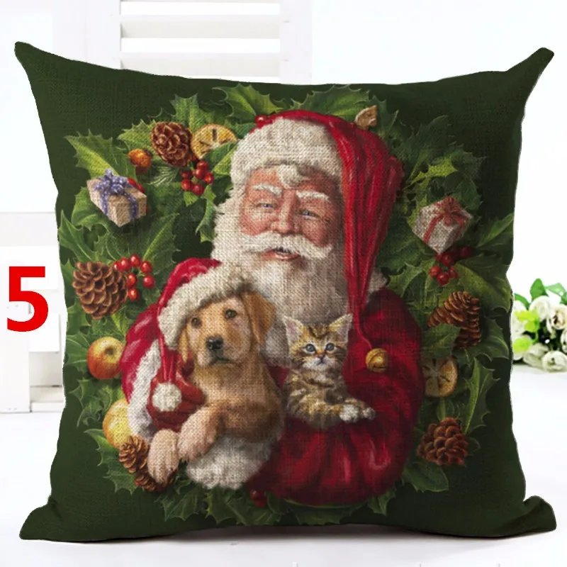 Merry Christmas Декоративная Подушка Чехол для подушки наволочка милые животные собака кошка одежда шляпа с принтом Funda Cojines 45X45 см