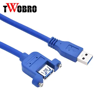 

High Speed 60cm USB A 3.0 male to female extension Cable panel mount screw lock connector adapter cord For PC
