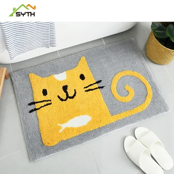 

SYTH Water Absorption Rug Fleece Bathroom Kit Toilet cartoon Pattern Bath Mats Floor Carpet Set Mattress for Bathroom mat