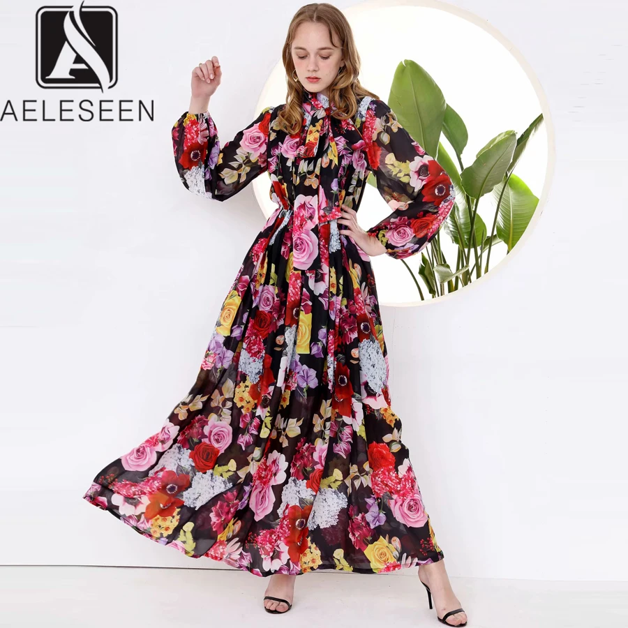 Женское длинное платье в стиле бохо AELESEEN подиумное элегантное весеннее с длинным