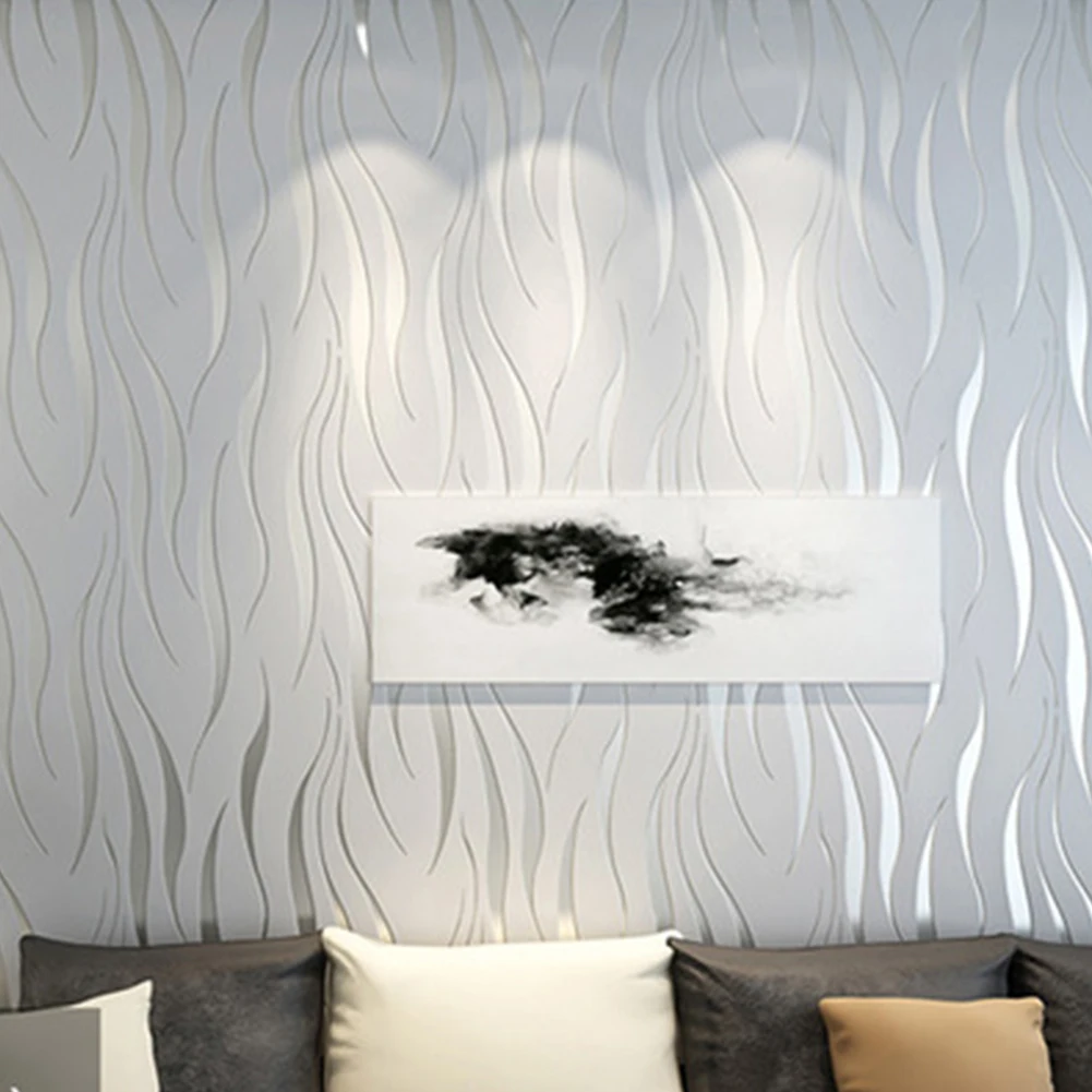 

Damask Bedroom Living Room 3D Embossed Wavy Pattern TV Background Home Roll Decoration Cover Wallpaper DIY Modern Non Woven
