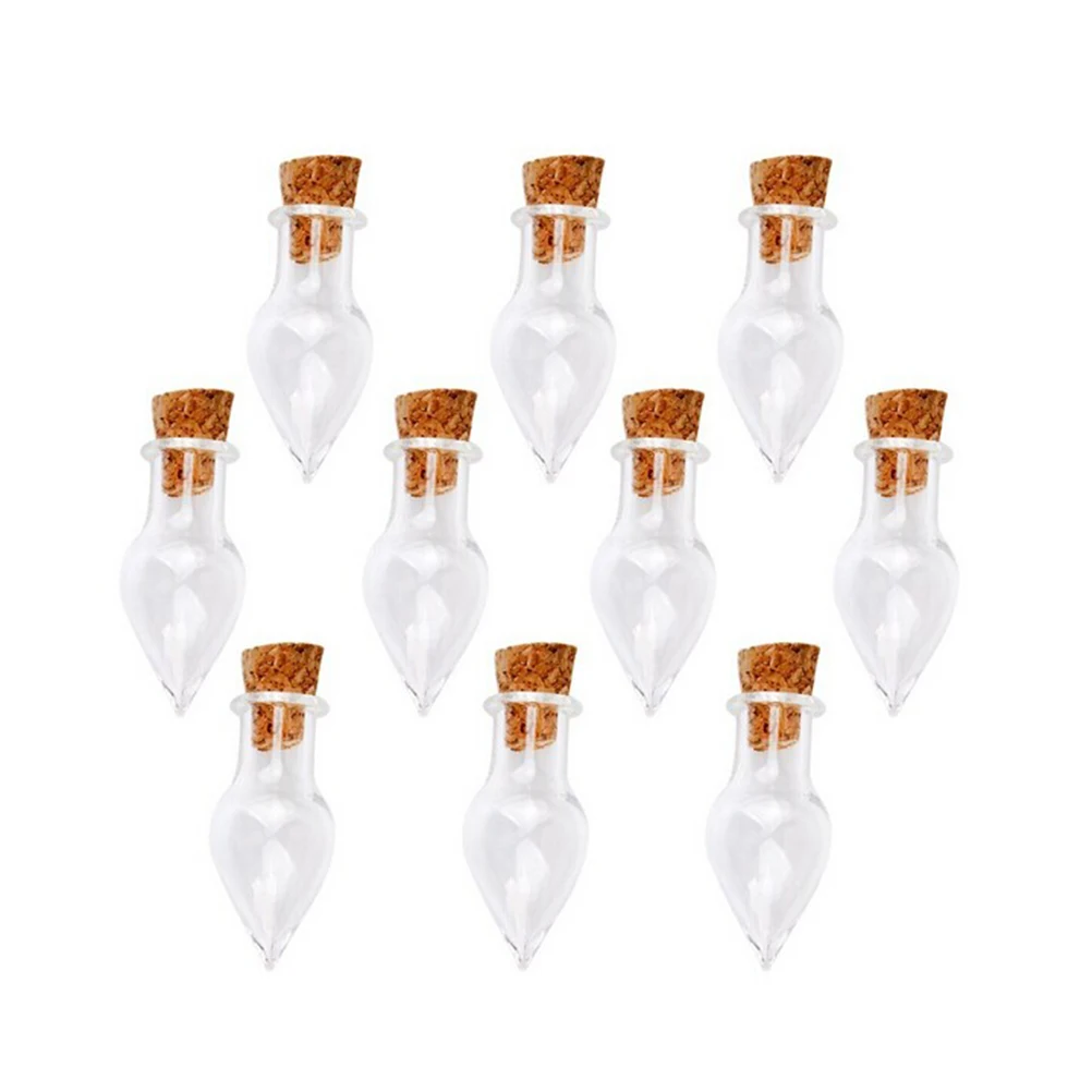

10pcs Teardrop Shape Mini Wish Note Craft Glass Bottles Jars with Cork (Transparent)