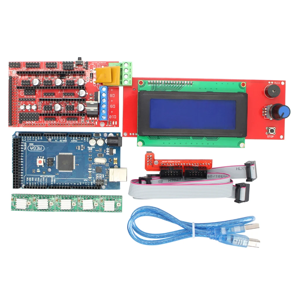  3D Printer Kit Mega 2560 R3 + 1pcs RAMPS 1.4 Controller + 5pcs A4988 Stepper Driver Module / RAMPS 1.4 2004 LCD control 