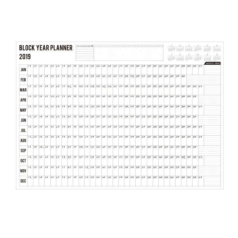 Блок ГОД ПЛАНИРОВЩИК ежедневный план настенный бумажный календарь с 2 листами EVA марка наклейки для офиса школы дома