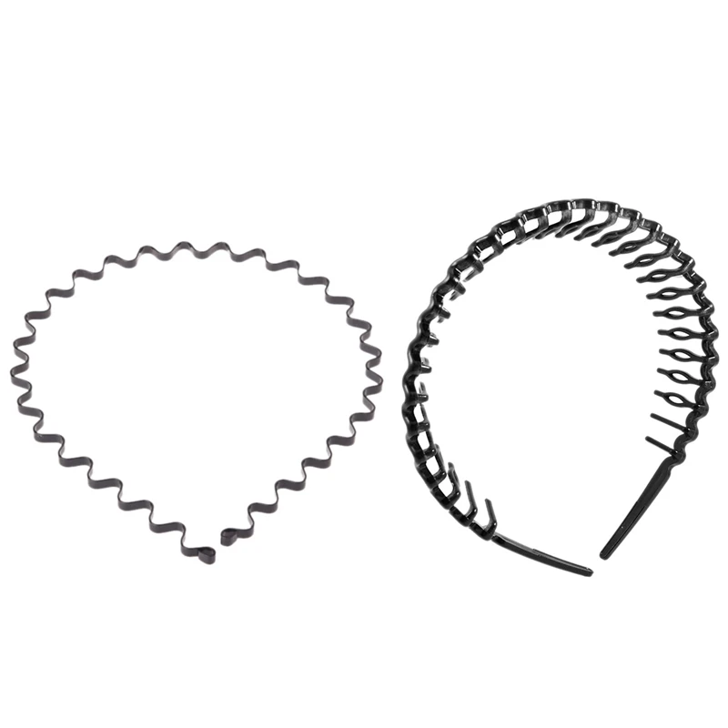

Plastic Teeth Comb Hairband Hair Hoop Headband Black For Woman & Black Spring Wave Metal Hoop Hair Band Girl Men's Head Band A