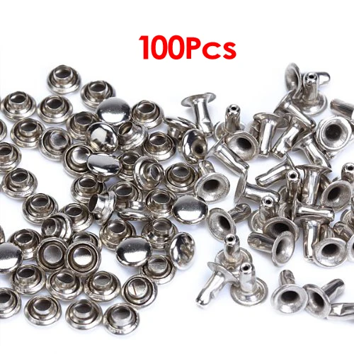

TFBC 100 Sets 6mm Round Iron Rivets Rapid Studs for Riveting, Decorating