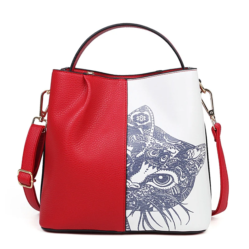 

Bolsos Mujer 2017 Fashion Women PU Leather Handbag Design Brands Printed Tote Ladies Shoulder Bag Carton Messenger Bags Purse