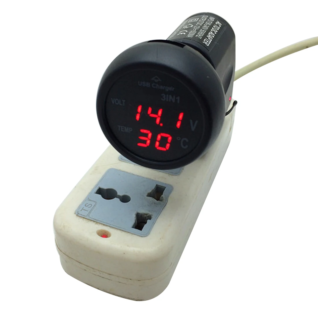 

1pc Digital LED car Voltmeter Thermometer 3 in 1 Auto Car USB Charger 12V/24V Temperature Meter Voltmeter