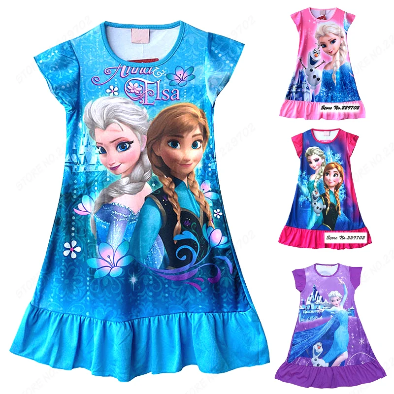 Aliexpress.com : Buy Kids Summer Pink Elsa Pajamas Blue Snow Queen ...