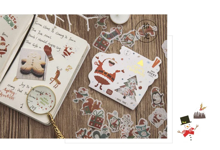 XINAHER 40 шт./кор. творческий рождественской елки подарка мини декоративный бумажный стикер для детей Подарки Diy Скрапбукинг Стикеры