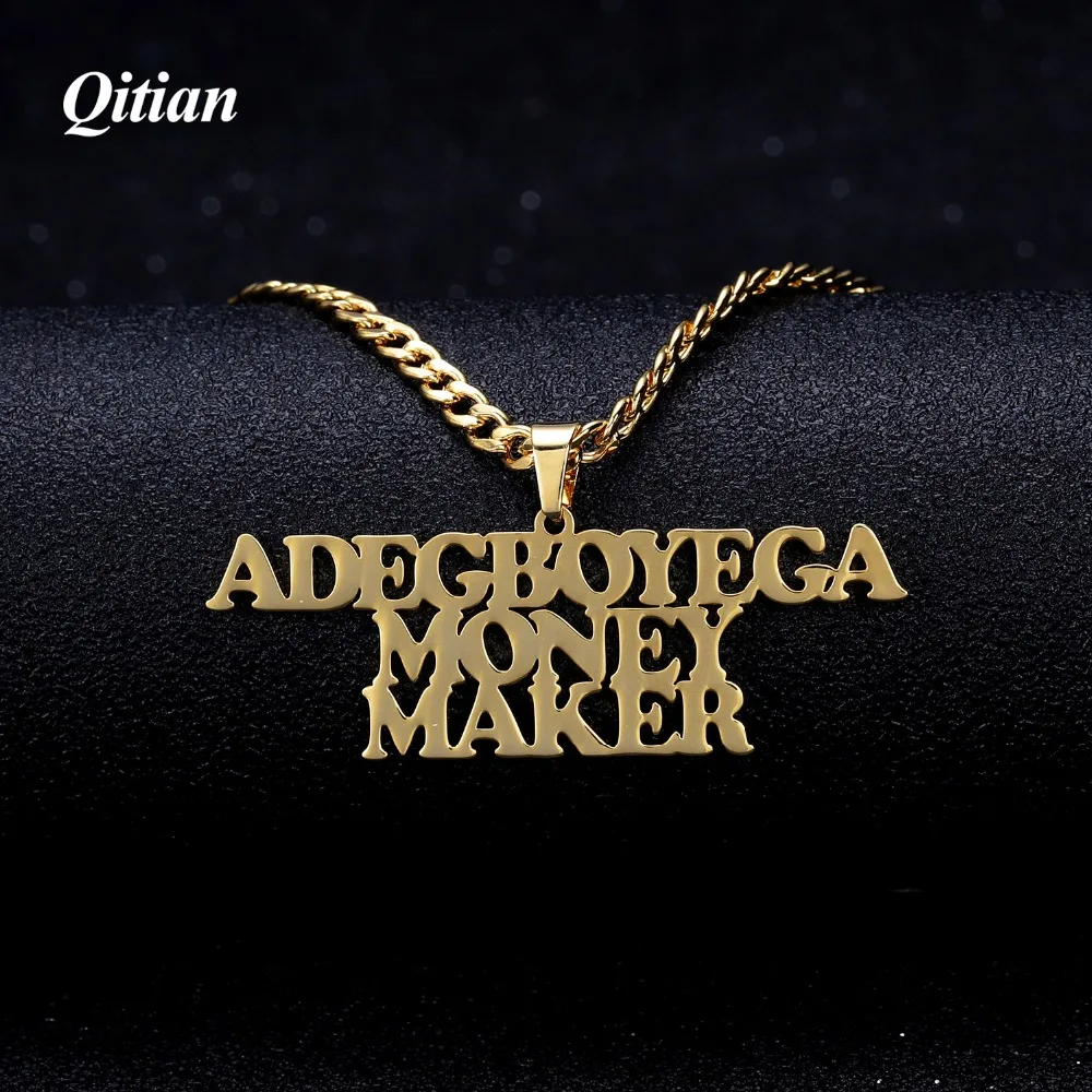 

Custom Gold Jewelry Personalized Name Chain Necklace Custom Stainless Steel Nameplate Pendant Necklace Best Gift For Boyfriend