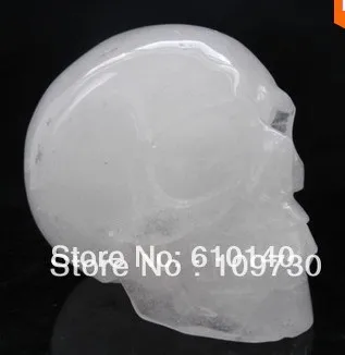 

00606 Huge Crystal Quartz Rock Carved Huge Skull W/ Phantom,Head Healing