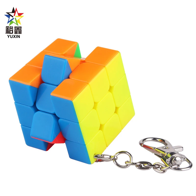 YUXIN Mini 3x3x3 волшебный кубик головоломка без наклеек 3x3 Карманный с брелком