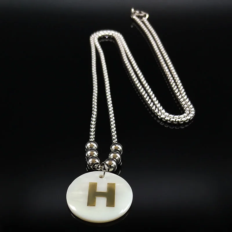 spesifikasi 2018 Fashion H Huruf Shell Stainless Steel Rantai Kalung untuk Wanita Warna Perak Manik manik Panjang Kalung Perhiasan Bijoux N18669 Online 2018 Fashion H Huruf Shell Stainless Steel Rantai Kalung untuk Wanita Warna Perak Manik manik Panjang Kalung Perhiasan Bijoux N18669