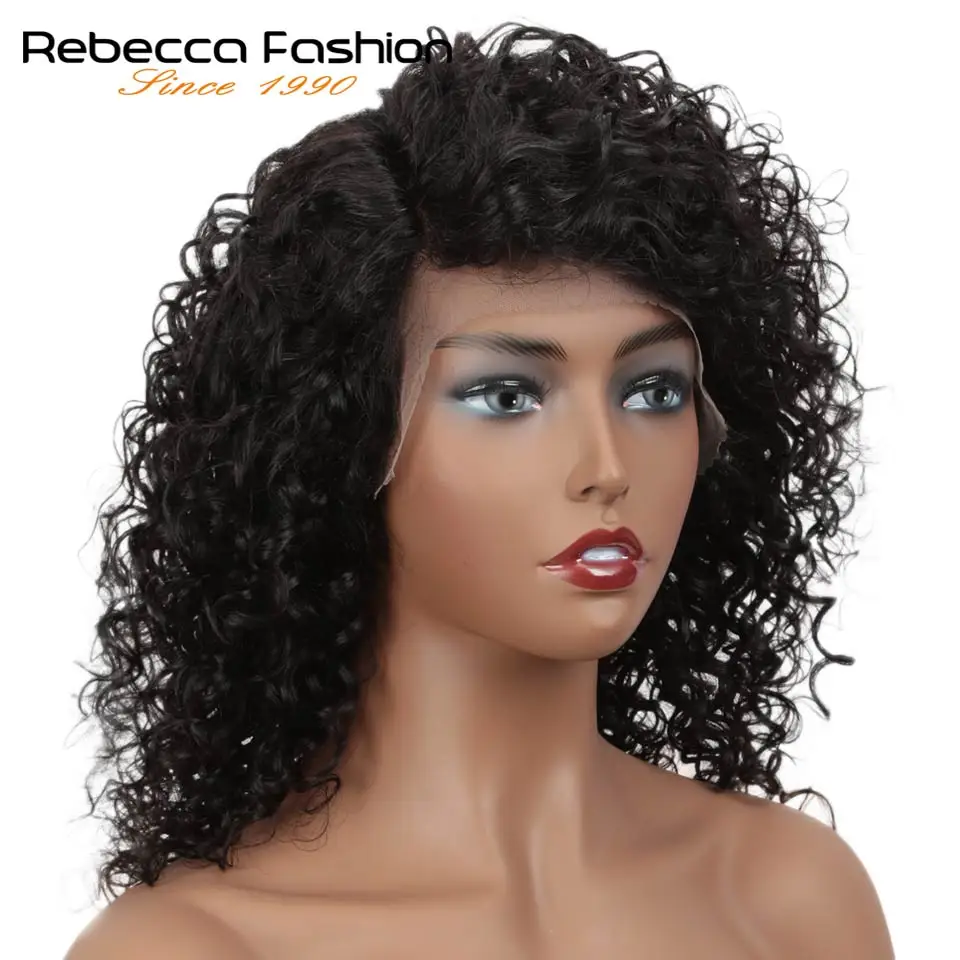 Jerry Curly Lace Front Human Hair Wigs With Baby Hair Brazilian Remy Hair Short Curly Bob Wigs For Women Pre-Plucked Wig Rebecca