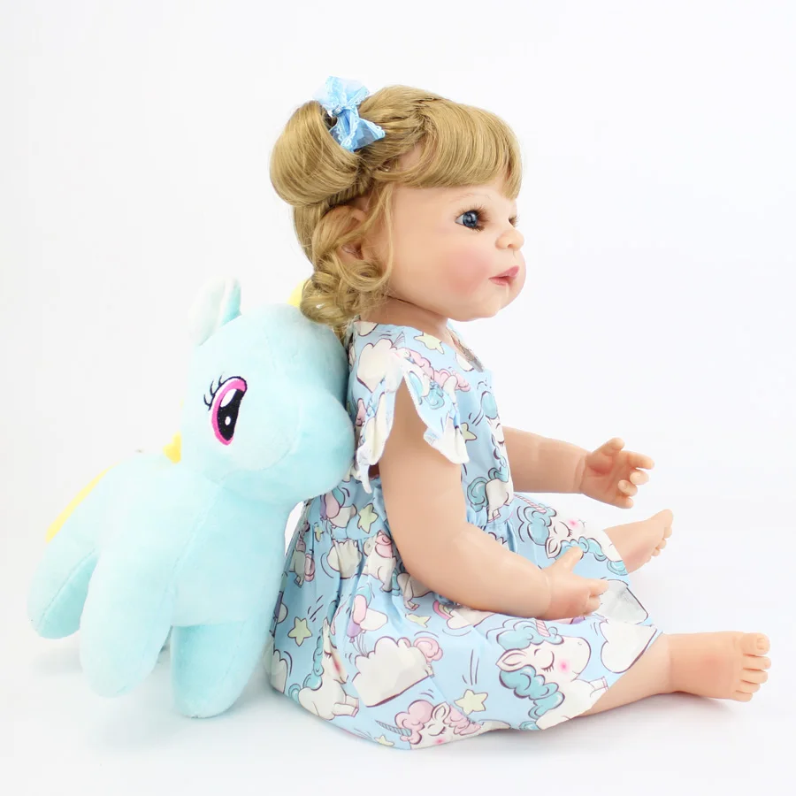 Corpo de Silicone Boneca do Bebê Brinquedo para a Menina Princesa da Criança Completo Reborn Vinil Recém-nascido Loira Bebês Bebe Banhar Presente Aniversário 55cm 9 do bebê brinquedo para a menina vinil
