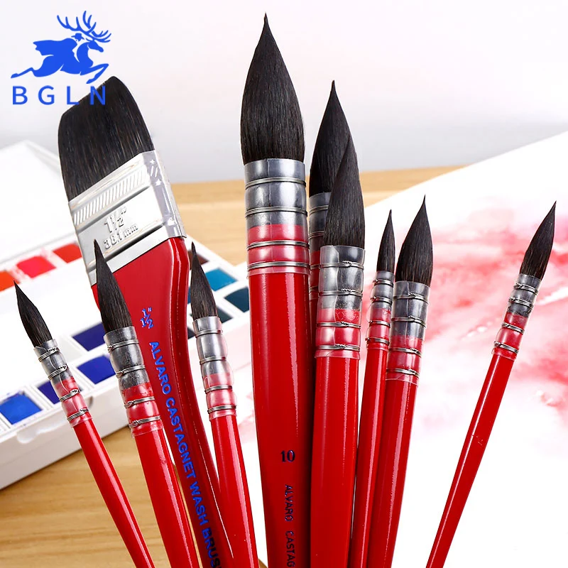 Kopen NEEF 1 Stuk Handgemaakte Eekhoorn Haar Kunstenaar Aquarel Penseel Spitse Schilderij Borstels Voor Aquarel Art Supplies