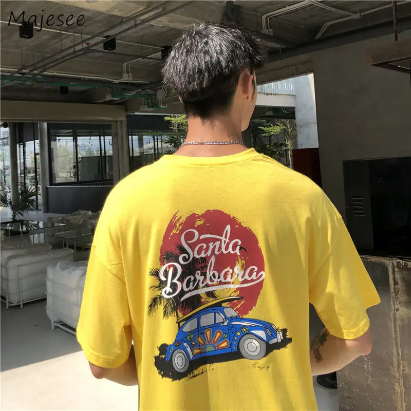 

T-shirts Men O-Neck Short Sleeve Letter Printed Loose Simple All-match Korean Style T-shirt Mens Ulzzang Soft Daily Tees Chic